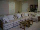 large sectional sofa with rattan trim