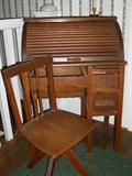 Child size roll top desk & chair