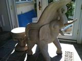 carved from one piece of wood ~ elephant chair with foot stool