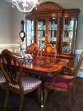 double pedestal dining table & 6 chairs with a beautiful china cabinet