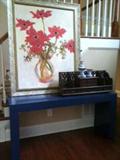 blue laminate console table