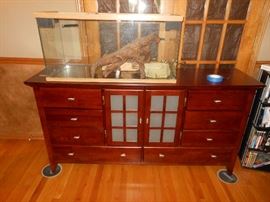 buffet and glass tank 