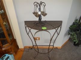 hall table and votive holder 
