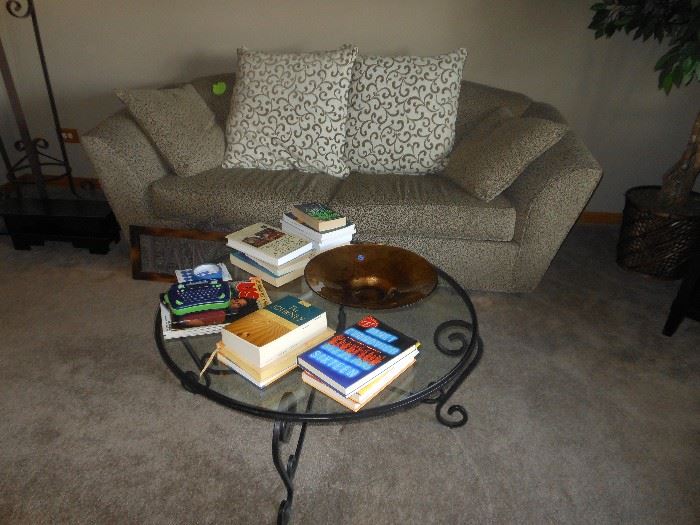love seat and glass top coffee table 