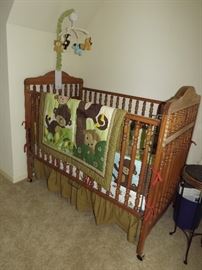 Bumper Pads, Monkey Quilt and Mobile SOLD - Beautiful Baby Bed STILL AVAILABLE!!