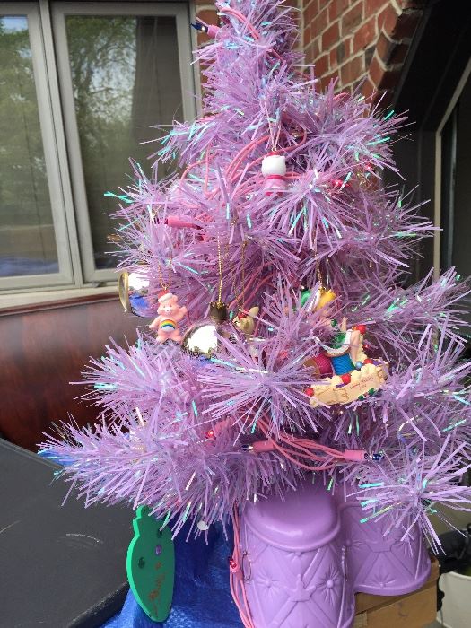 Pink girly Christmas Tree with Ornaments..  $10 OBO. We have LOTS of christmas decorations, figurines, etc....  