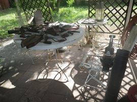 table and metal chairs