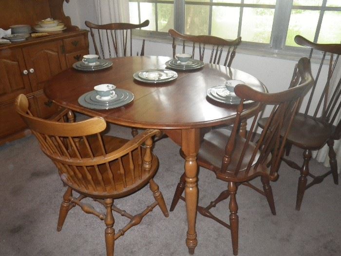 dining room table, chairs, Lenox china