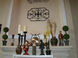 Mantle decor, candles etc.