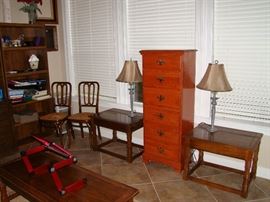 Side tables, lamps