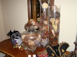 Large glass vases filled