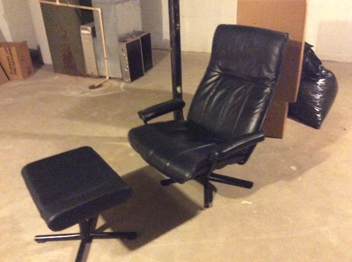 Leather office chair and ottoman