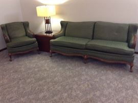 Antique yes antique sofa and chair with original pristine upholstery 
