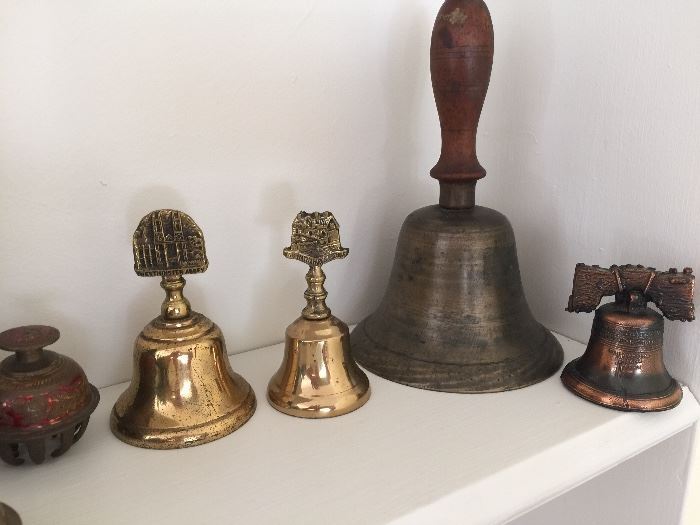 Large collection of brass bells