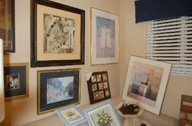 There is a large quantity and variety of artwork available for purchase.  This is only a small representation of the items we have. Large and small pictures alike; florals, and contemporary, we have them all.