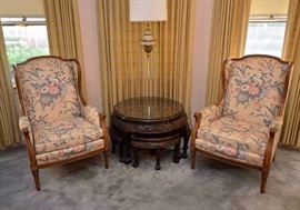 Pair of Vintage Floral Upholstered Wingback Chairs