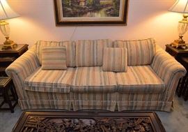 Striped Upholstery 3-Seat Sofa