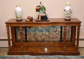 Lovely Vintage Console Table with Smoky Mirrored Backing