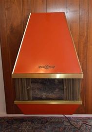 Midcentury Modern Mod Orange Electric Wall Mount Fireplace