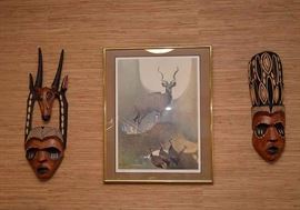 African Masks and Framed African Animal Print