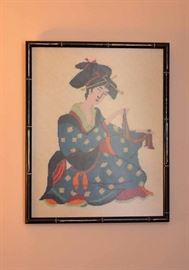 Framed Needlepoint of Japanese Woman