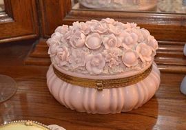 Vintage Pink Porcelain Trinket / Jewelry Box