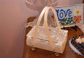Vintage Pearlized Lucite Box Purse