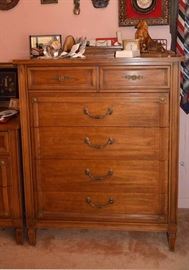 Vintage Wood Highboy Chest of Drawers / Dresser