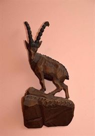 Wood Carved Wall Hanging of Antelope