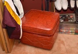 Vintage Brown Vinyl Hassock / Ottoman