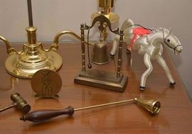 Brass Candle Snuffer, Asian Bell, Rope Horse Figure from Japan