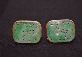 14k Gold Jade Cuff Links