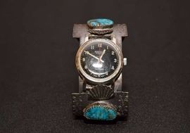 Rodania Watch on Silver/ Turquoise Cuff