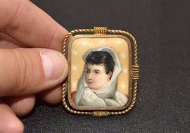 Vintage Painted Enamel Brooch