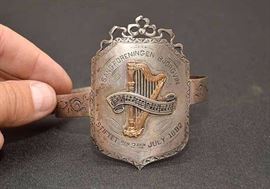 Antique Danish Singing Society Arm Band / Badge (Sangforeningen Bjorgvin)