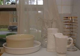 Milk Glass, Ceramic Bakers