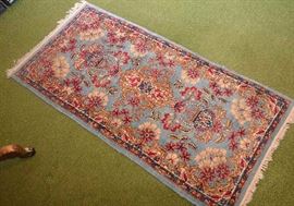 Small Oriental Area Rug (Light Blue & Red)