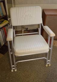 Vintage Aluminum & Vinyl Outdoor Chair with Swordfish Detail