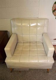 Vintage White Vinyl Tufted Chair