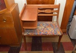 Vintage Wood Telephone Bench