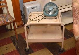 Metal Utility Cart, Vintage Metal Fan