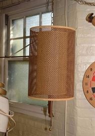 MCM Wicker Swag Lamp