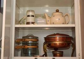 Copper Chafing Pot, Tea Pot, Coffee Grinder, Double Boiler