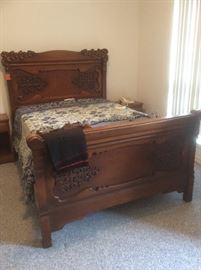 Antique Bed with Acorns design, full size, brand new Simmons mattress.