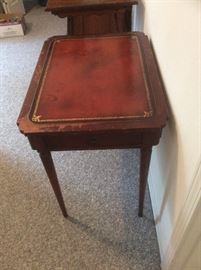 Cool leather top side table, need TLC