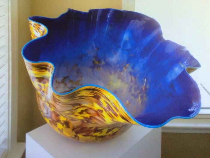 This item is on consignment  at a different location::: Blown Glass Bowl  Macchia Bowl   by Dale Chihuly             15-20 " tall x 27 " diam     appraisal $32000           3/2013      see  more information in  the next picture   Call Justus for more information
