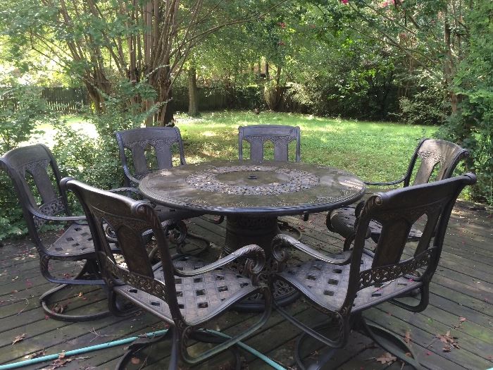 St. Moritz beautiful metal patio set with 6 chairs 