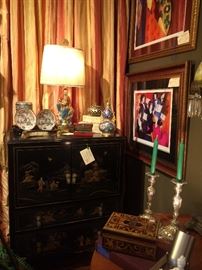 Oriental cabinet and art these items are on consignment at a different location call Justus 901-210-6243 for more information