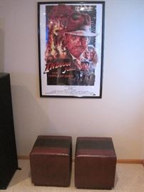 Framed movie posters.