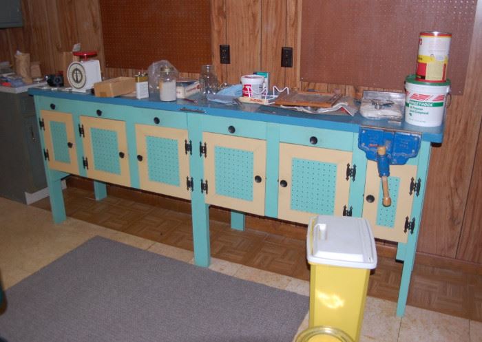 Funky Fun & Colorful is this Vintage Work Bench!!!!